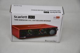 A boxed as new Focusrite Scarlett 2i2 USB Audio Interface (Third-Generation).