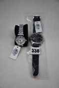 A men's as new Emporio Armani AR0431 classic black watch and a ladies as new Emporio Armani AR1908