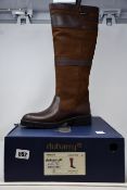 A pair of ladies boxed as new Dubarry Longford waterproof leather country boots in walnut (EU 41).