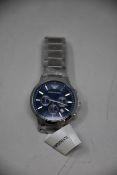 A men's as new Emporio Armani AR2448 stainless steel blue dial chronograph watch (No box).