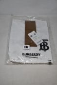 An as new Burberry Atherton long sleeved monogramed top in white (XXS - RRP £370 - Please note