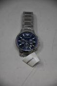 A men's as new Emporio Armani AR2448 stainless steel blue dial chronograph watch (No box).