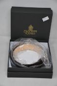 Two men's boxed as new Crocket & Jones Dark Brown Suede Belts (34).