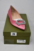 A pair of pre-owned Rupert Sanderson London New Aga Satin Sugardrop pointed toe flats (EU 41 -