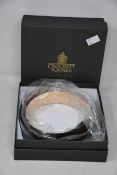 Two men's boxed as new Crocket & Jones Black Calf Belts (32).