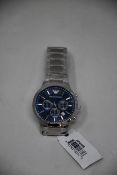A men's as new Emporio Armani AR2448 stainless steel blue dial chronograph watch (No box).