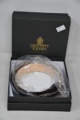 Two men's boxed as new Crocket & Jones Black Calf Belts (34).