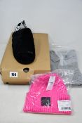 A pair of as new Ugg Fluff Yeah slides (UK 6), an Ugg Pilar terry knit hoodie (M) and two Ugg Chunky