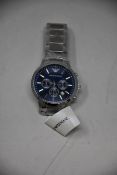 A men's as new Emporio Armani AR2448 stainless steel blue dial chronograph watch (No box).