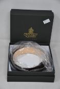 Two men's boxed as new Crocket & Jones Black Calf Belts (32).