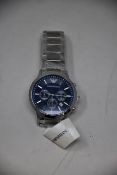 A men's as new Emporio Armani AR2448 stainless steel blue dial chronograph watch (No box).