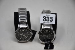 Two men's as new Emporio Armani AR2434 Renato watches (No boxes included).