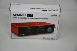 A boxed as new Focusrite Scarlett 2i2 USB Audio Interface (Third-Generation).