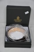 Two men's boxed as new Crocket & Jones Black Calf Belts (32).
