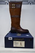 A pair of ladies boxed as new Dubarry Longford waterproof leather country boots in walnut (EU 38).