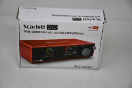 A boxed as new Focusrite Scarlett 2i2 USB Audio Interface (Third-Generation).