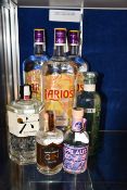 Three Larios Ginebra Mediterranea London dry gin (2 x 1500ml), a Rocku the Japanese Craft gin (