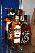 Two Jameson Irish whiskey (2 x 700ml), a The Famous Grouse blended Scotch whisky (1ltr), a Bushmills