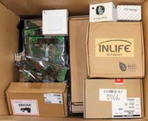 A box of assorted as new and pre-owned small electrical items and accessories (All items sold as