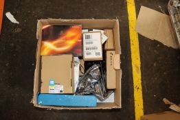 A box of assorted as new and pre-owned small electrical items and accessories (All items sold as