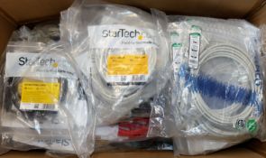 A box of assorted as new networking cables.