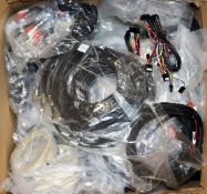 A box of assorted as new cables.