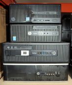 Four pre-owned HP Small Form Factor computers sold for parts; an HP 280 G2 Business PC, an HP