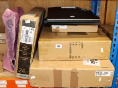 A quantity of assorted computer monitors and displays to include Samsung, Lenovo and Apple (Sold