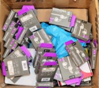 A box of assorted as new and pre-owned small electrical items and accessories (All items sold as