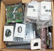 A box of assorted as new and pre-owned small electrical items and accessories (All items sold as