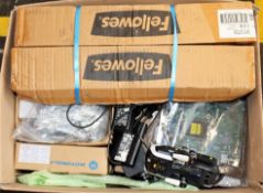 A box of assorted as new and pre-owned small electrical items and accessories (All items sold as