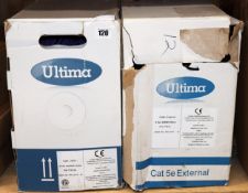A boxed as new reel of Ultima Cat6 Data Cable (P/N: 778134) and a boxed as new reel of Ultima