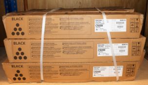 Twelve boxed as new Ricoh Pro C9200 828514 Black Toner Cartridges (Some boxes damaged).
