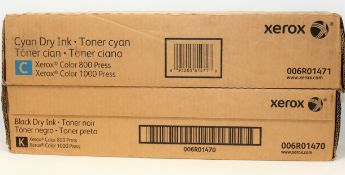 A boxed as new Xerox Color Press 800 1000 Cyan Dry Ink Toner Cartridge (P/N: 006R01471) and a