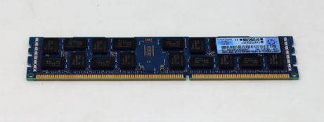 Ten pre-owned Hynix 16GB 2RX4 PC3L-12800R DDR3 Server Memory Modules (P/N: HMT42GR7BFR4A).
