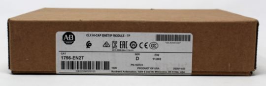 A boxed as new Allen Bradley 1756-EN2T Controllogix Ethernet/IP PLC Module (Box sealed).