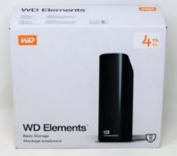 A boxed as new Western Digital WD Elements 4TB External Desktop USB3.0 Hard Drive (P/N: