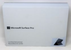A boxed Certified Refurbished Microsoft Surface Pro 6 with Intel Core i5 8th Gen Processor, 128GB