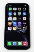 A pre-owned Apple iPhone XR (Global/A2105) 64GB in Black (Small chip in edge of screen glass)