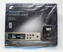 A boxed as new Sennheiser Evolution Wireless G4 Wireless Lavalier Microphone Set (ew 100 G4-ME2-
