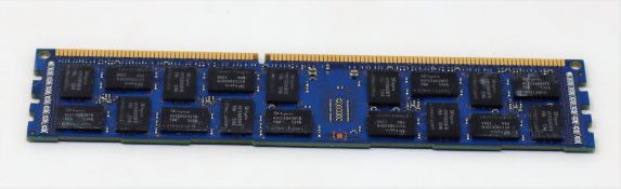 Ten pre-owned Hynix 16GB 2RX4 PC3L-12800R DDR3 Server Memory Modules (P/N: HMT42GR7BFR4A).