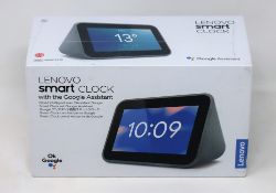 A boxed as new Lenovo Smart Clock with Google Assistant in Hemp (M/N: ZA4R0000GB) (Box sealed, box