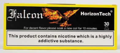 Twenty packs of three HorizonTech Falcon M-Dual 0.38ohm Dual Mesh Coils (Over 18's only).