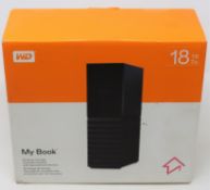 A boxed as new Western Digital My Book 18TB External Desktop USB3.0 Hard Drive (Box sealed).
