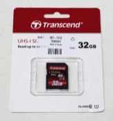 Twenty as new Transcend SDHC 32GB Premium Class 10 UHS-I U1 Memory Cards (Packaging sealed).