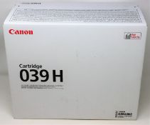 A boxed Canon 039H Black High Yield Laser Toner Cartridge (P/N: 0288C002[AA]) (Box sealed).