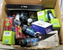 A box of assorted E-Liquids to include Totally Wicked, EcoCBD and Moreish Puff (Over 18s only).