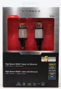 Six boxed as new Vivanco Premium 3m High Speed HDMI Cables with Ethernet (Boxes sealed).