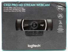 A boxed as new Logitech C922 Pro Stream Full HD Webcam (Tripod included) (Box sealed).