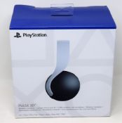 A boxed as new Sony PlayStation Pulse 3D Wireless Headset (Box sealed, some damage to box).